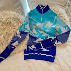 Sweaty Betty-Ski Mountain Novelty Base Layer Top Running-Hiking-Winter Sports